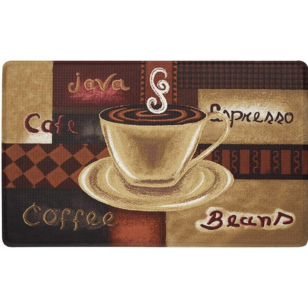 ANTI-FATIGUE NON SLIP FLOOR MAT (18"x30") PVC, COFFEE CUP & COFEE TYPES, Achim